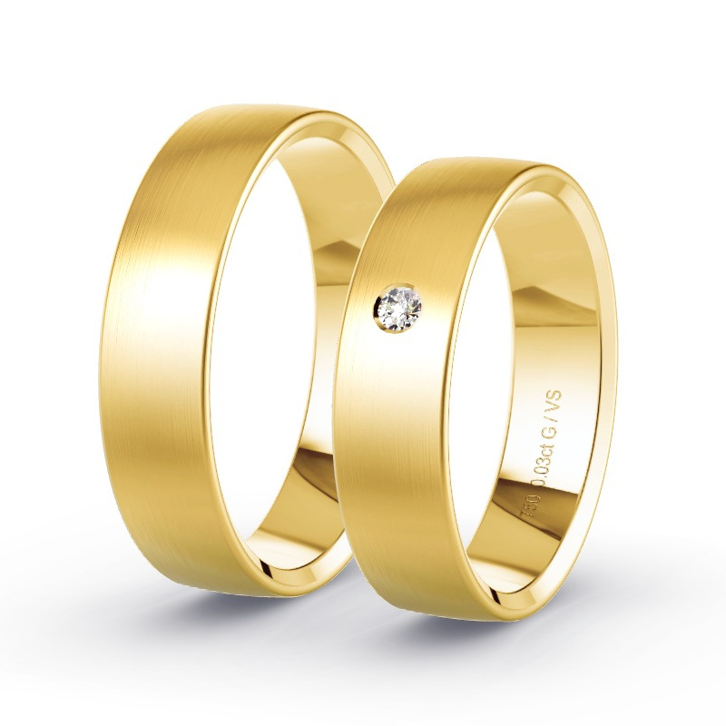 Obrączki ślubne Żółte złoto - 0.03 ct diamentem - Model N°1104 Obrączki ślubne Żółte złoto - 0.03 ct diamentem - Model N°1104