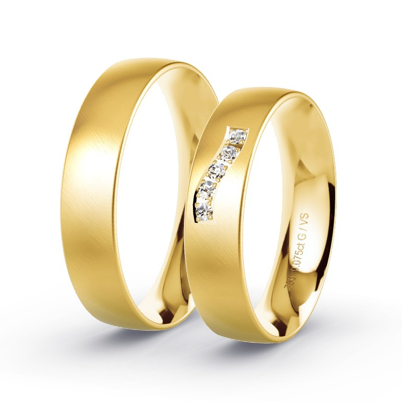Obrączki ślubne Żółte złoto - 0.075 ct diamentem - Model N°1106 Obrączki ślubne Żółte złoto - 0.075 ct diamentem - Model N°1106