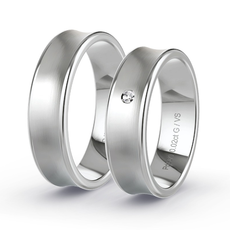 Obrączki ślubne Pallad - 0.015 ct diamentem - Model N°1107 Obrączki ślubne Pallad - 0.015 ct diamentem - Model N°1107
