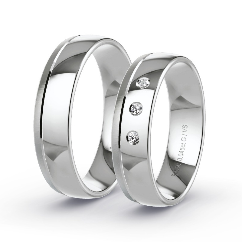 Obrączki ślubne Pallad - 0.045 ct diamentem - Model N°1109 Obrączki ślubne Pallad - 0.045 ct diamentem - Model N°1109