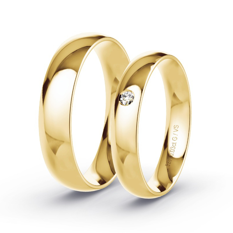 Obrączki ślubne Żółte złoto - 0.03 ct diamentem - Model N°1110 Obrączki ślubne Żółte złoto - 0.03 ct diamentem - Model N°1110