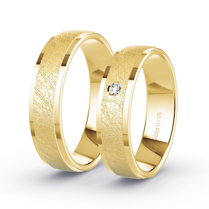 Obrączki ślubne Żółte złoto - 0.03 ct diamentem - Model N°1111 Obrączki ślubne Żółte złoto - 0.03 ct diamentem - Model N°1111