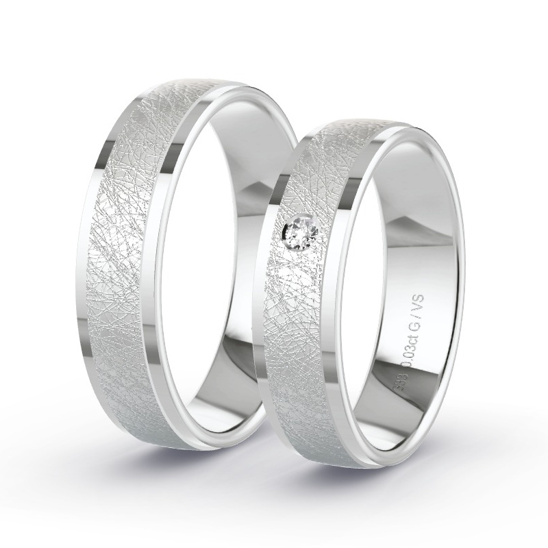Obrączki ślubne Białe złoto - 0.03 ct diamentem - Model N°1111 Obrączki ślubne Białe złoto - 0.03 ct diamentem - Model N°1111