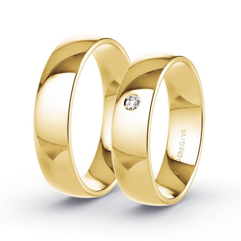 Obrączki ślubne Żółte złoto - 0.03 ct diamentem - Model N°1112 Obrączki ślubne Żółte złoto - 0.03 ct diamentem - Model N°1112