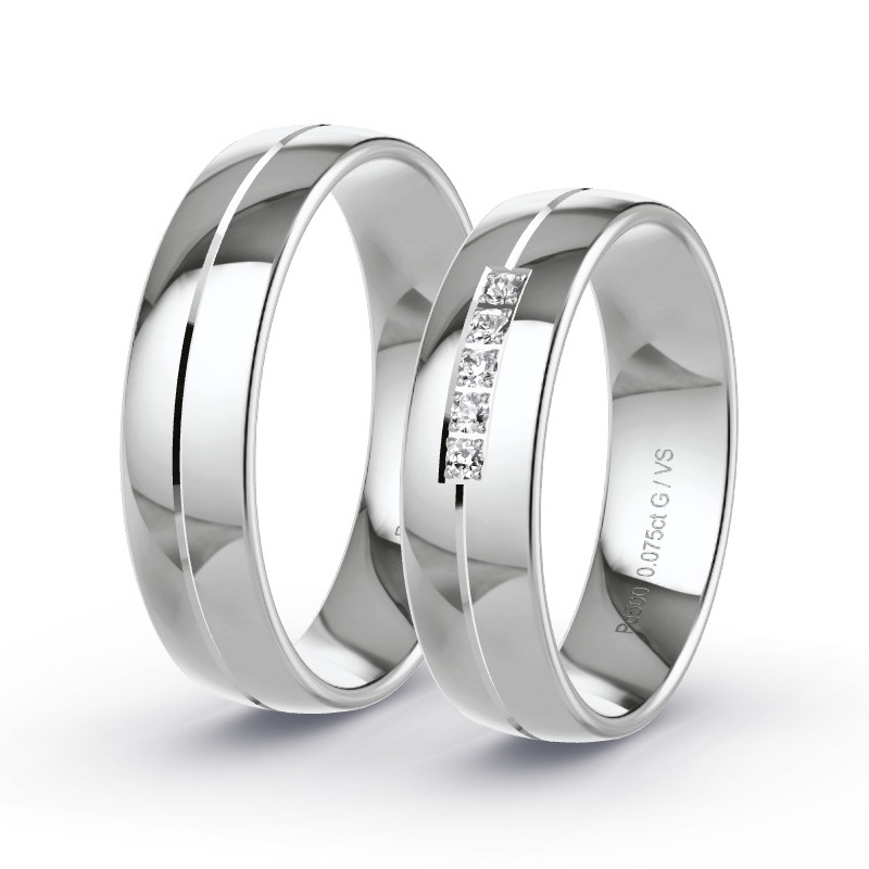 Obrączki ślubne Pallad - 0.075 ct diamentem - Model N°1201 Obrączki ślubne Pallad - 0.075 ct diamentem - Model N°1201