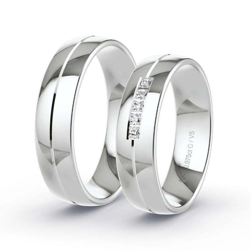 Obrączki ślubne Srebro - 0.075 ct diamentem - Model N°1201 Obrączki ślubne Srebro - 0.075 ct diamentem - Model N°1201
