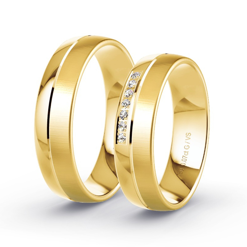Obrączki ślubne Żółte złoto - 0.07 ct diamentem - Model N°1202 Obrączki ślubne Żółte złoto - 0.07 ct diamentem - Model N°1202