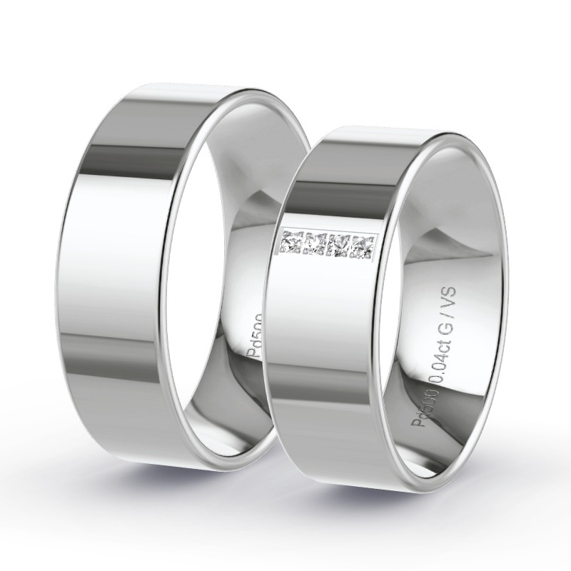 Obrączki ślubne Pallad - 0.04 ct diamentem - Model N°1203 Obrączki ślubne Pallad - 0.04 ct diamentem - Model N°1203