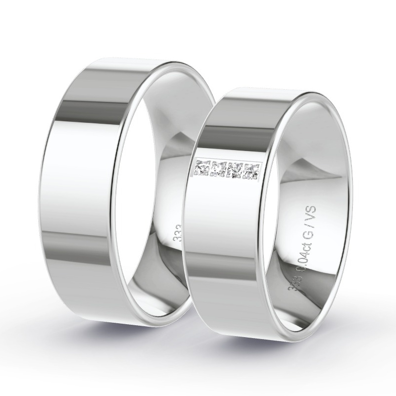 Obrączki ślubne Białe złoto - 0.04 ct diamentem - Model N°1203 Obrączki ślubne Białe złoto - 0.04 ct diamentem - Model N°1203