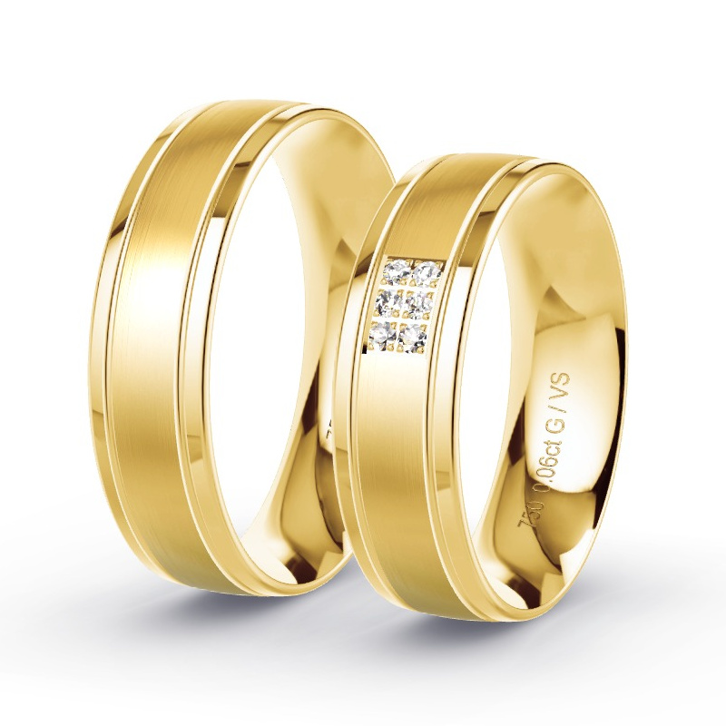Obrączki ślubne Żółte złoto - 0.06 ct diamentem - Model N°1205 Obrączki ślubne Żółte złoto - 0.06 ct diamentem - Model N°1205