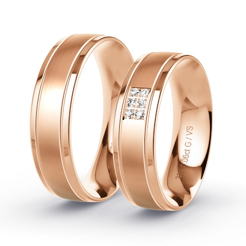 Obrączki ślubne Czerwone złoto - 0.06 ct diamentem - Model N°1205 Obrączki ślubne Czerwone złoto - 0.06 ct diamentem - Model N°1205