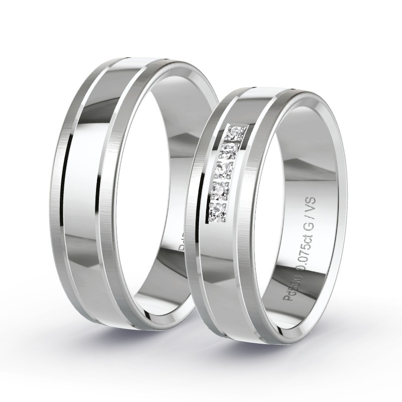 Obrączki ślubne Pallad - 0.075 ct diamentem - Model N°1206 Obrączki ślubne Pallad - 0.075 ct diamentem - Model N°1206