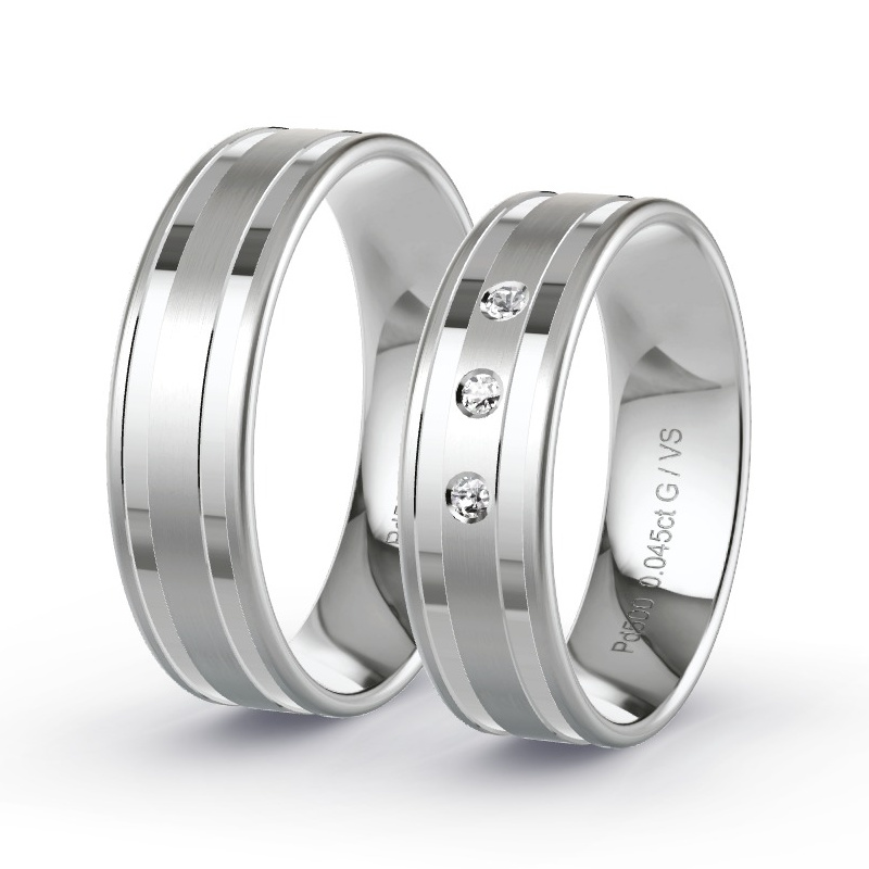 Obrączki ślubne Pallad - 0.045 ct diamentem - Model N°1208 Obrączki ślubne Pallad - 0.045 ct diamentem - Model N°1208