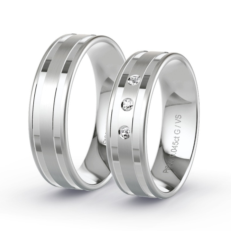 Obrączki ślubne Platyna - 0.045 ct diamentem - Model N°1208 Obrączki ślubne Platyna - 0.045 ct diamentem - Model N°1208