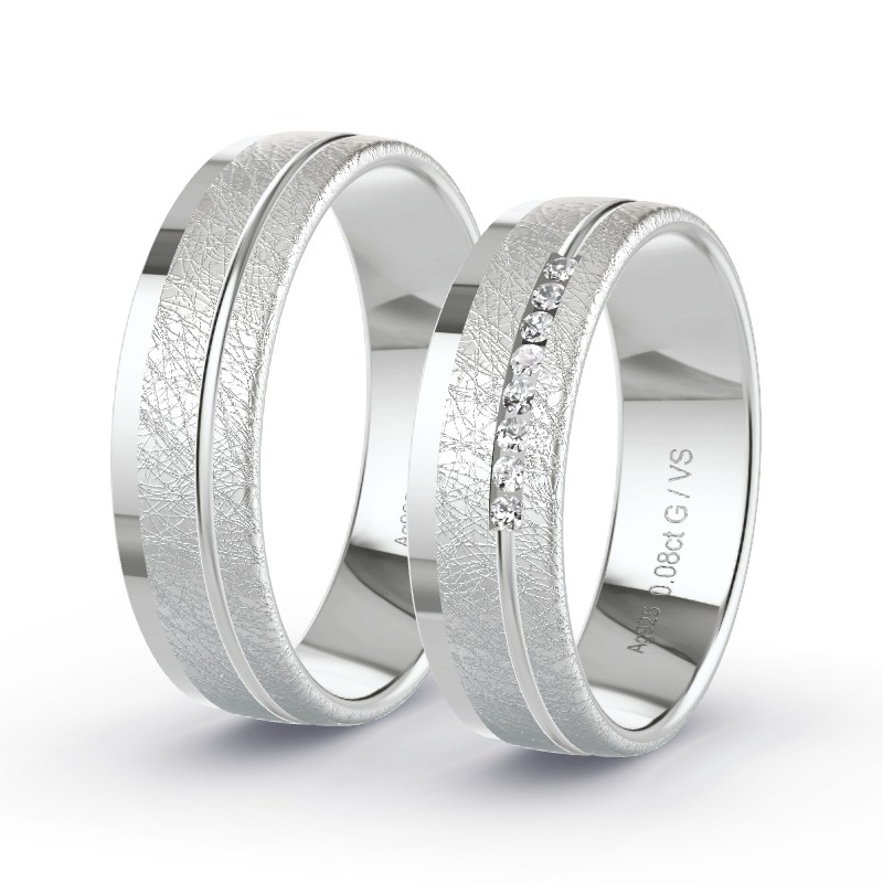 Obrączki ślubne Srebro - 0.08 ct diamentem - Model N°1209 Obrączki ślubne Srebro - 0.08 ct diamentem - Model N°1209