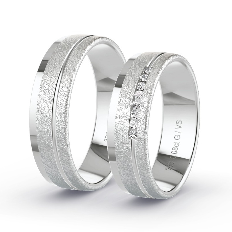 Obrączki ślubne Białe złoto - 0.08 ct diamentem - Model N°1209 Obrączki ślubne Białe złoto - 0.08 ct diamentem - Model N°1209