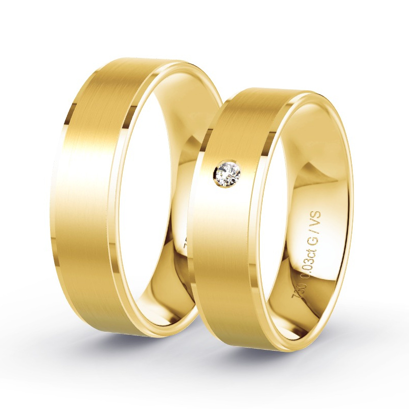 Obrączki ślubne Żółte złoto - 0.03 ct diamentem - Model N°1210 Obrączki ślubne Żółte złoto - 0.03 ct diamentem - Model N°1210