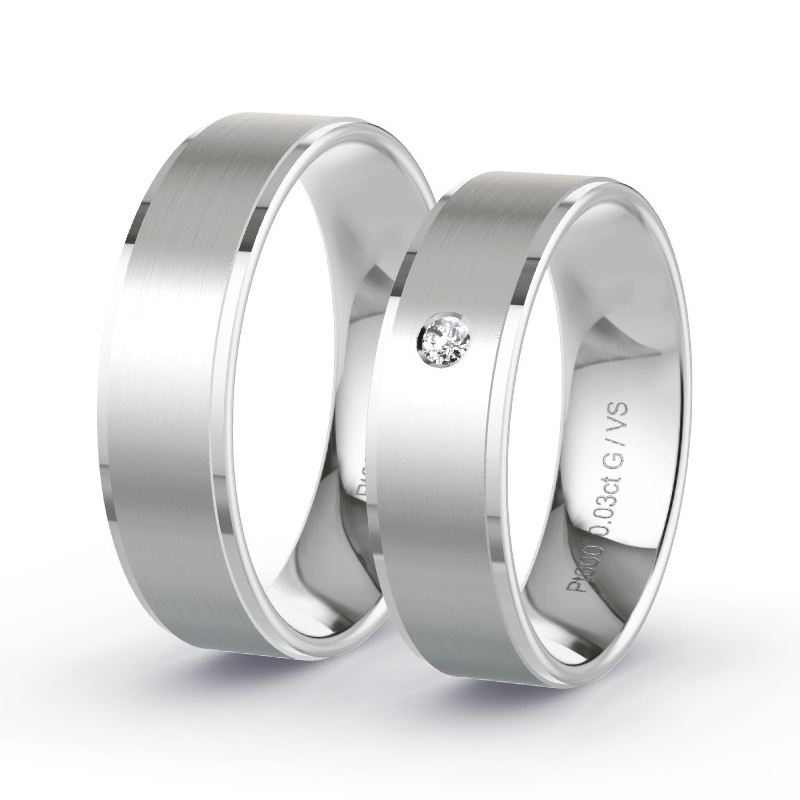 Obrączki ślubne Platyna - 0.03 ct diamentem - Model N°1210 Obrączki ślubne Platyna - 0.03 ct diamentem - Model N°1210