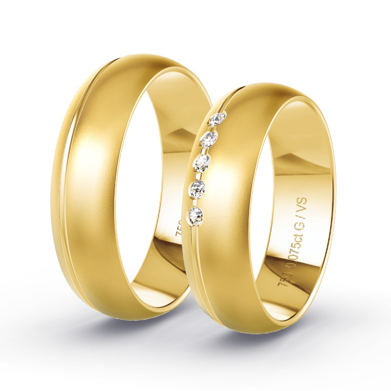 Obrączki ślubne Żółte złoto - 0.075 ct diamentem - Model N°1211 Obrączki ślubne Żółte złoto - 0.075 ct diamentem - Model N°1211