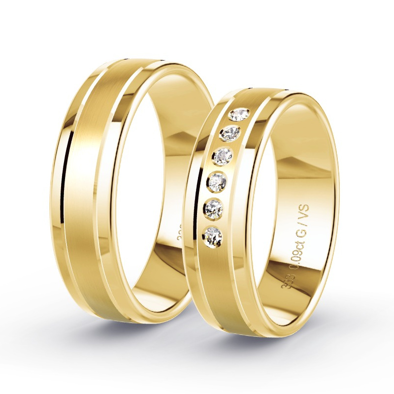 Obrączki ślubne Żółte złoto - 0.09 ct diamentem - Model N°1301 Obrączki ślubne Żółte złoto - 0.09 ct diamentem - Model N°1301