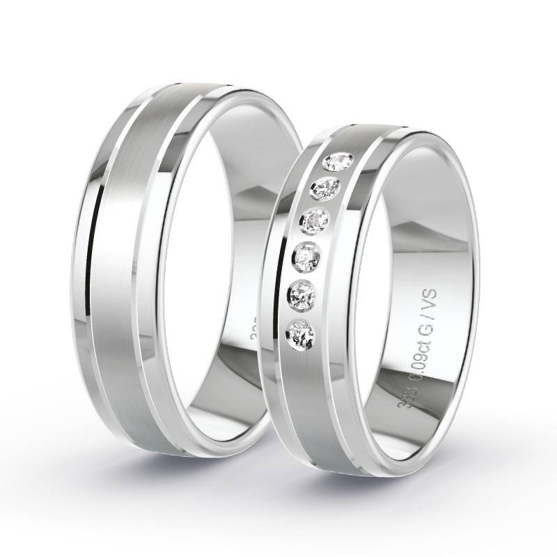 Obrączki ślubne Białe złoto - 0.09 ct diamentem - Model N°1301 Obrączki ślubne Białe złoto - 0.09 ct diamentem - Model N°1301