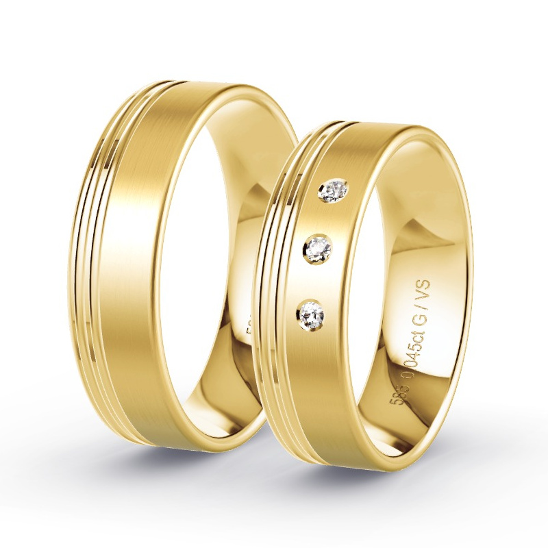Obrączki ślubne Żółte złoto - 0.045 ct diamentem - Model N°1302 Obrączki ślubne Żółte złoto - 0.045 ct diamentem - Model N°1302