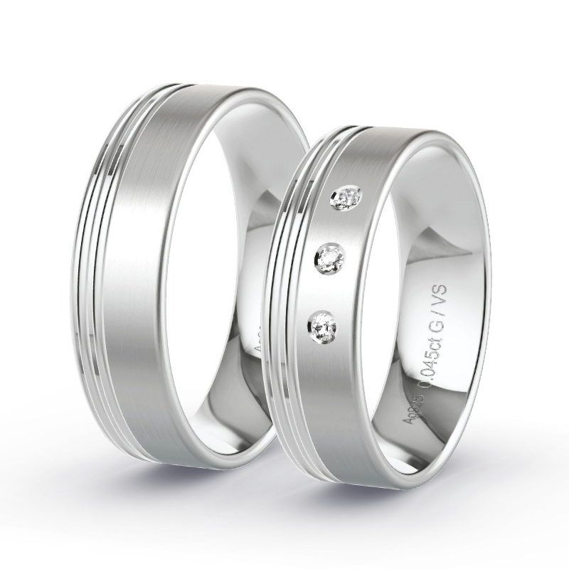 Obrączki ślubne Srebro - 0.045 ct diamentem - Model N°1302 Obrączki ślubne Srebro - 0.045 ct diamentem - Model N°1302