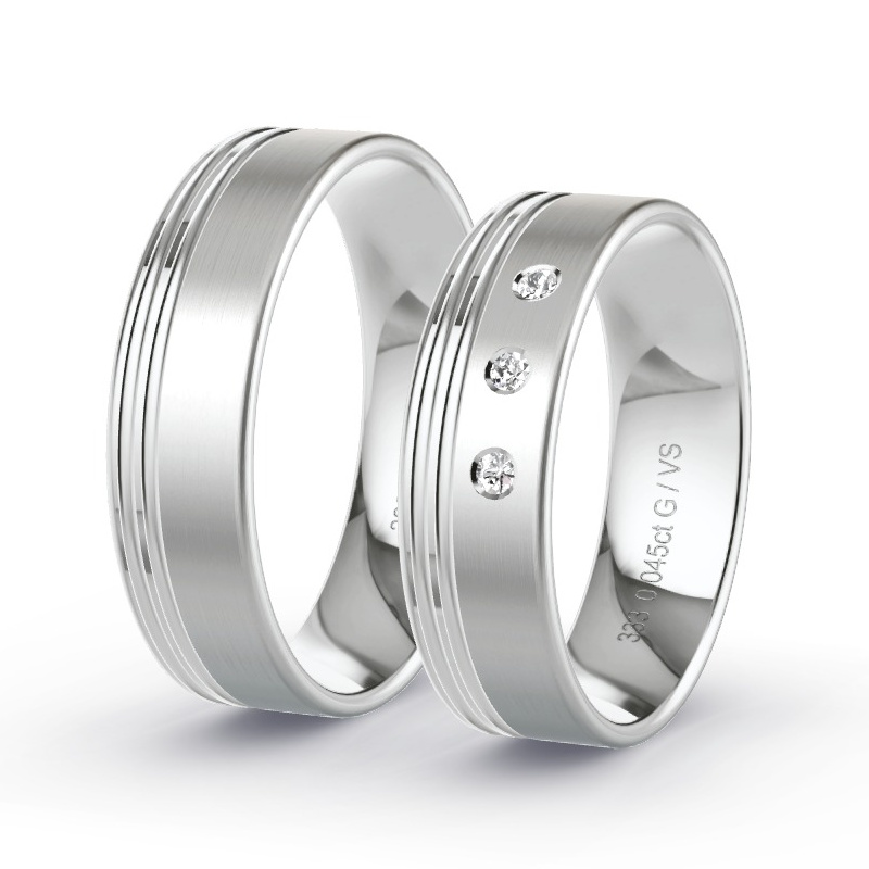 Obrączki ślubne Białe złoto - 0.045 ct diamentem - Model N°1302 Obrączki ślubne Białe złoto - 0.045 ct diamentem - Model N°1302