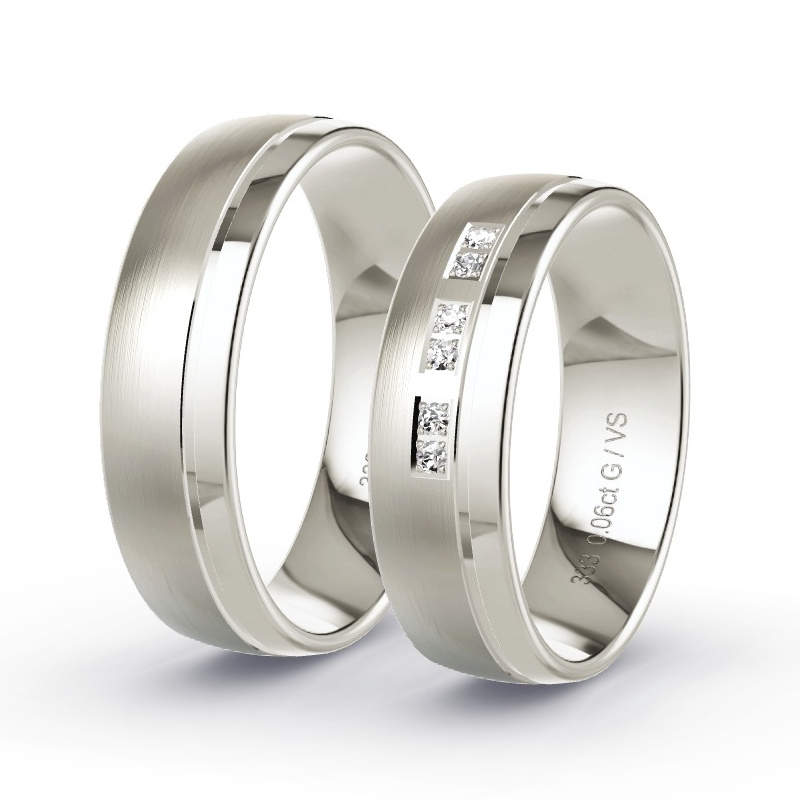 Obrączki ślubne Szare złoto - 0.06 ct diamentem - Model N°1304