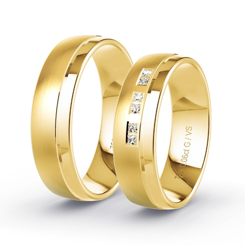 Obrączki ślubne Żółte złoto - 0.06 ct diamentem - Model N°1304 Obrączki ślubne Żółte złoto - 0.06 ct diamentem - Model N°1304