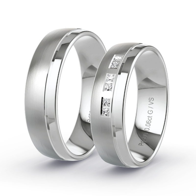 Obrączki ślubne Pallad - 0.06 ct diamentem - Model N°1304