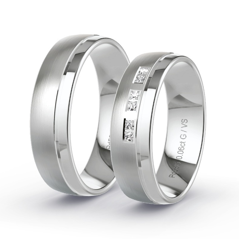 Obrączki ślubne Pallad - 0.06 ct diamentem - Model N°1304