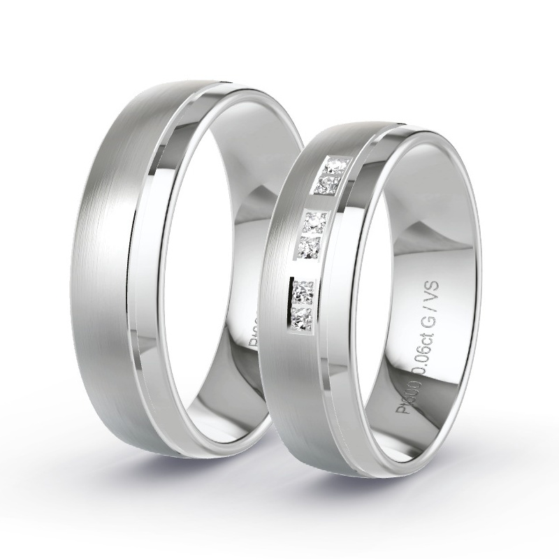 Obrączki ślubne Platyna - 0.06 ct diamentem - Model N°1304