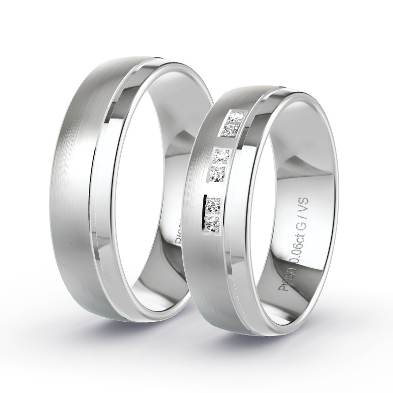 Obrączki ślubne Platyna - 0.06 ct diamentem - Model N°1304