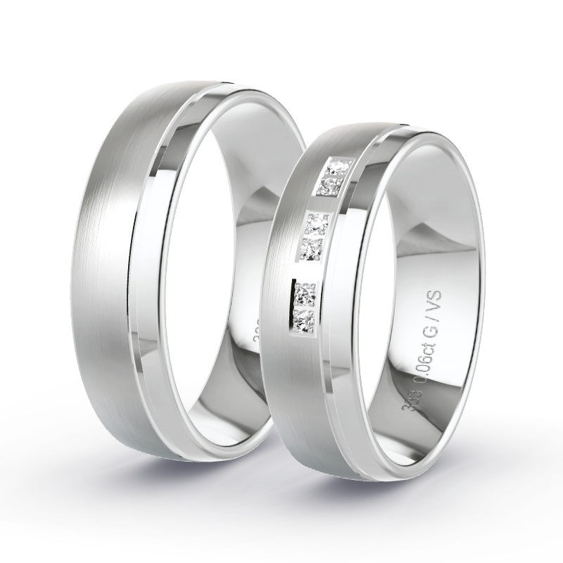 Obrączki ślubne Białe złoto - 0.06 ct diamentem - Model N°1304