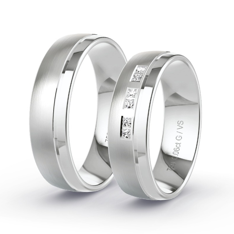 Obrączki ślubne Białe złoto - 0.06 ct diamentem - Model N°1304