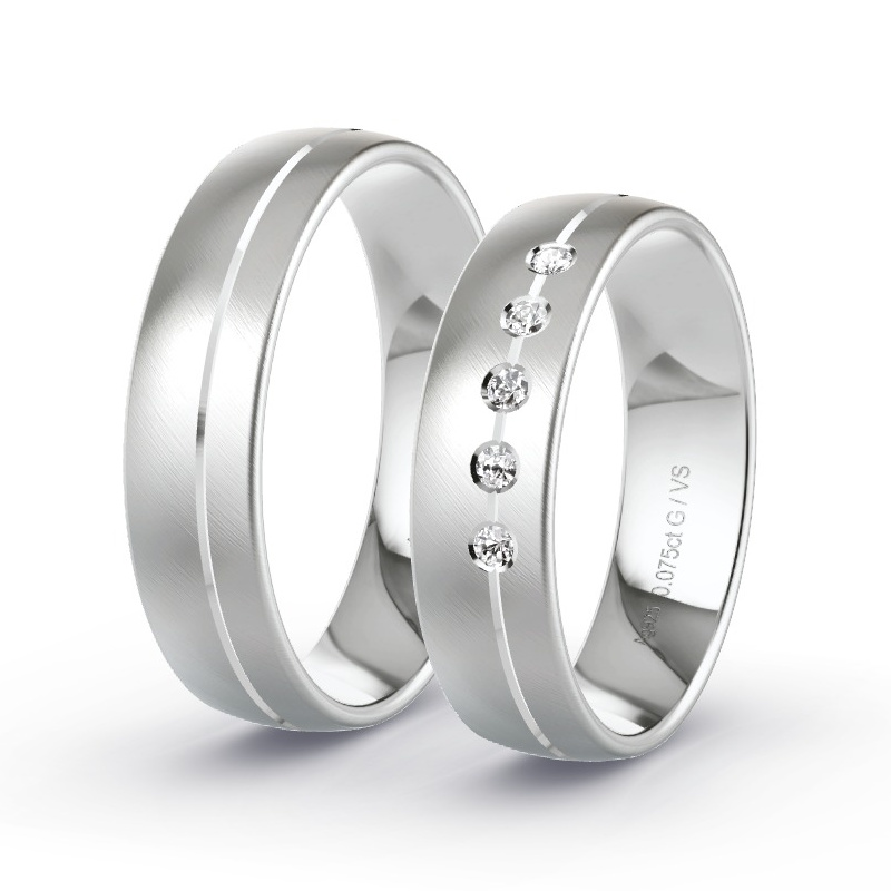 Obrączki ślubne Srebro - 0.075 ct diamentem - Model N°1305 Obrączki ślubne Srebro - 0.075 ct diamentem - Model N°1305