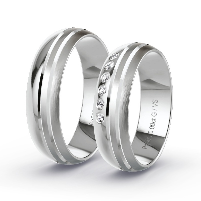 Obrączki ślubne Pallad - 0.09 ct diamentem - Model N°1306 Obrączki ślubne Pallad - 0.09 ct diamentem - Model N°1306