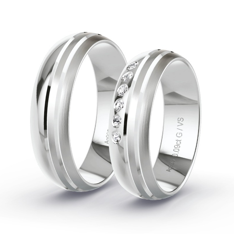 Obrączki ślubne Srebro - 0.09 ct diamentem - Model N°1306 Obrączki ślubne Srebro - 0.09 ct diamentem - Model N°1306