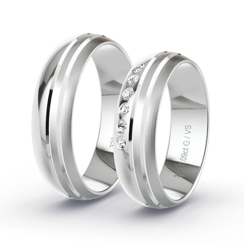 Obrączki ślubne Białe złoto - 0.09 ct diamentem - Model N°1306 Obrączki ślubne Białe złoto - 0.09 ct diamentem - Model N°1306