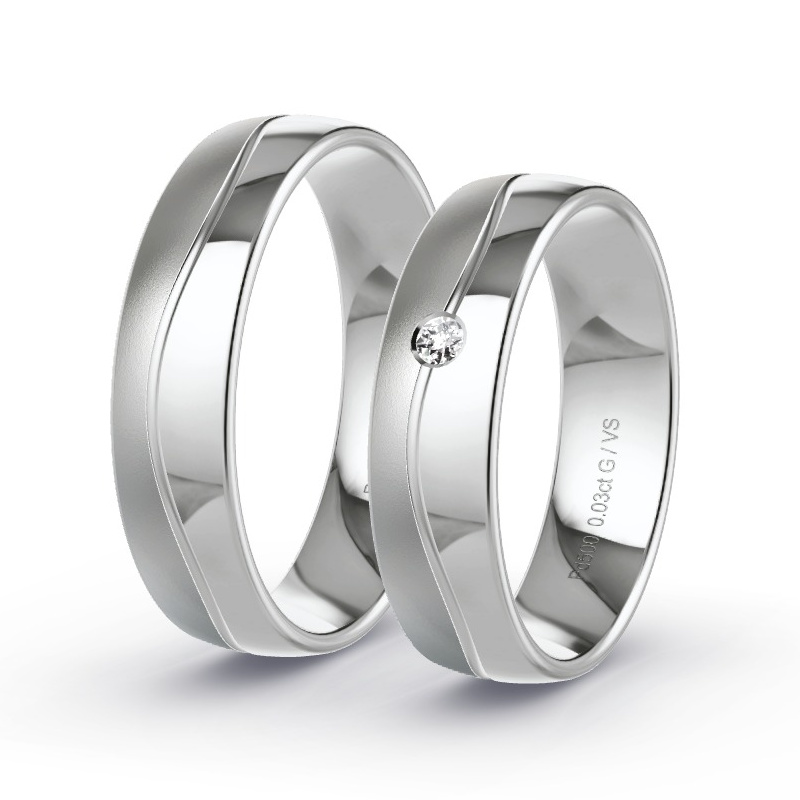 Obrączki ślubne Pallad - 0.03 ct diamentem - Model N°1307 Obrączki ślubne Pallad - 0.03 ct diamentem - Model N°1307
