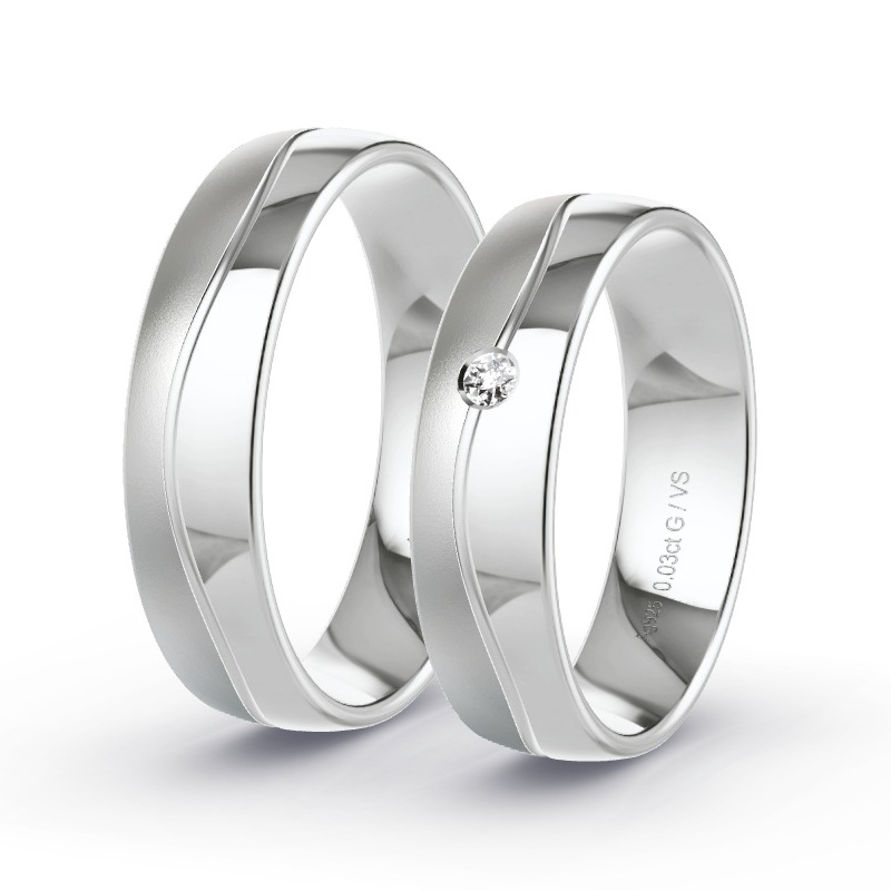 Obrączki ślubne Srebro - 0.03 ct diamentem - Model N°1307 Obrączki ślubne Srebro - 0.03 ct diamentem - Model N°1307