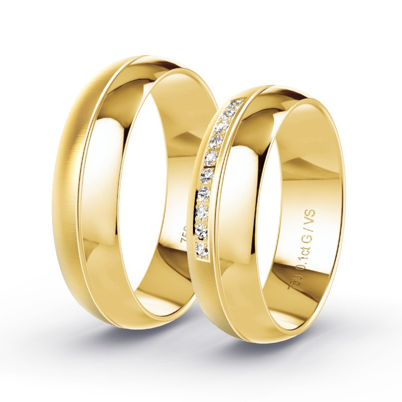 Obrączki ślubne Żółte złoto - 0.10 ct diamentem - Model N°1309 Obrączki ślubne Żółte złoto - 0.10 ct diamentem - Model N°1309