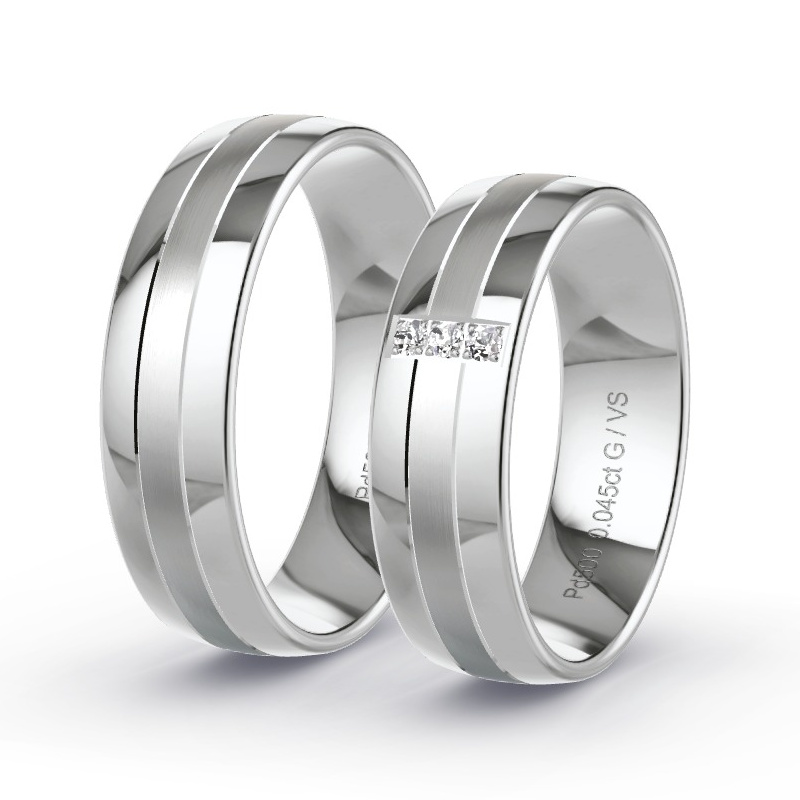 Obrączki ślubne Pallad - 0.045 ct diamentem - Model N°1310 Obrączki ślubne Pallad - 0.045 ct diamentem - Model N°1310