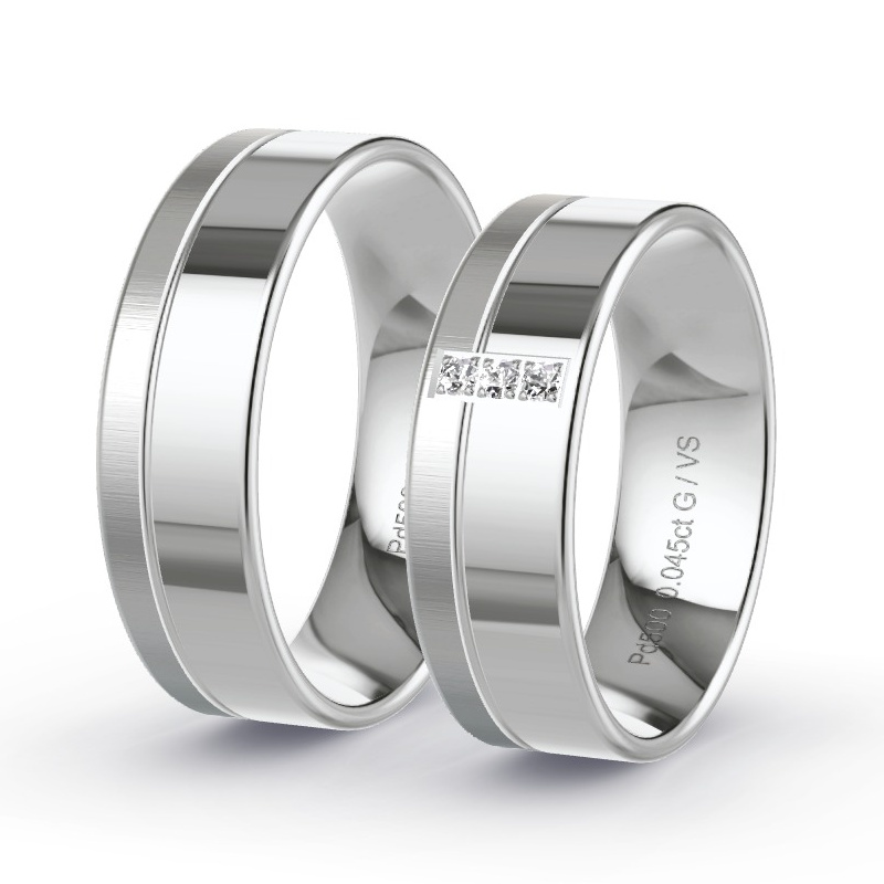Obrączki ślubne Pallad - 0.045 ct diamentem - Model N°1311 Obrączki ślubne Pallad - 0.045 ct diamentem - Model N°1311