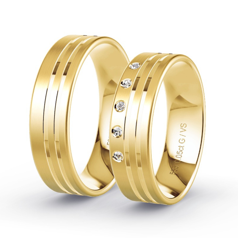 Obrączki ślubne Żółte złoto - 0.05 ct diamentem - Model N°1312 Obrączki ślubne Żółte złoto - 0.05 ct diamentem - Model N°1312