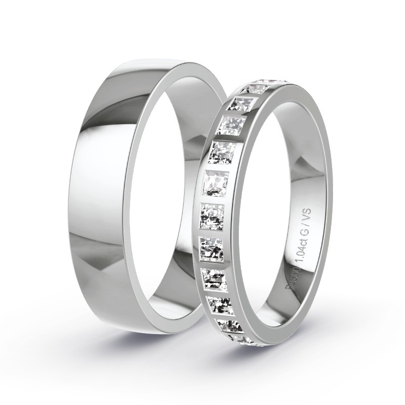 Obrączki ślubne Pallad - 1.00 ct diamentem - Model N°1502 Obrączki ślubne Pallad - 1.00 ct diamentem - Model N°1502