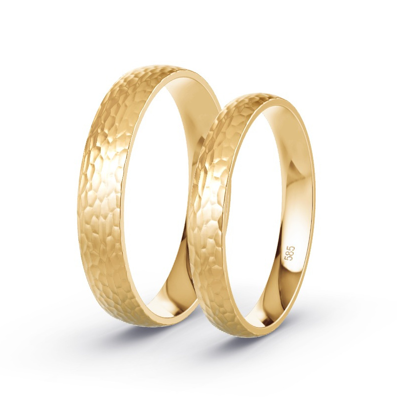 Obrączki ślubne Brzoskwiniowe złoto -  diamentem - Model N°1601