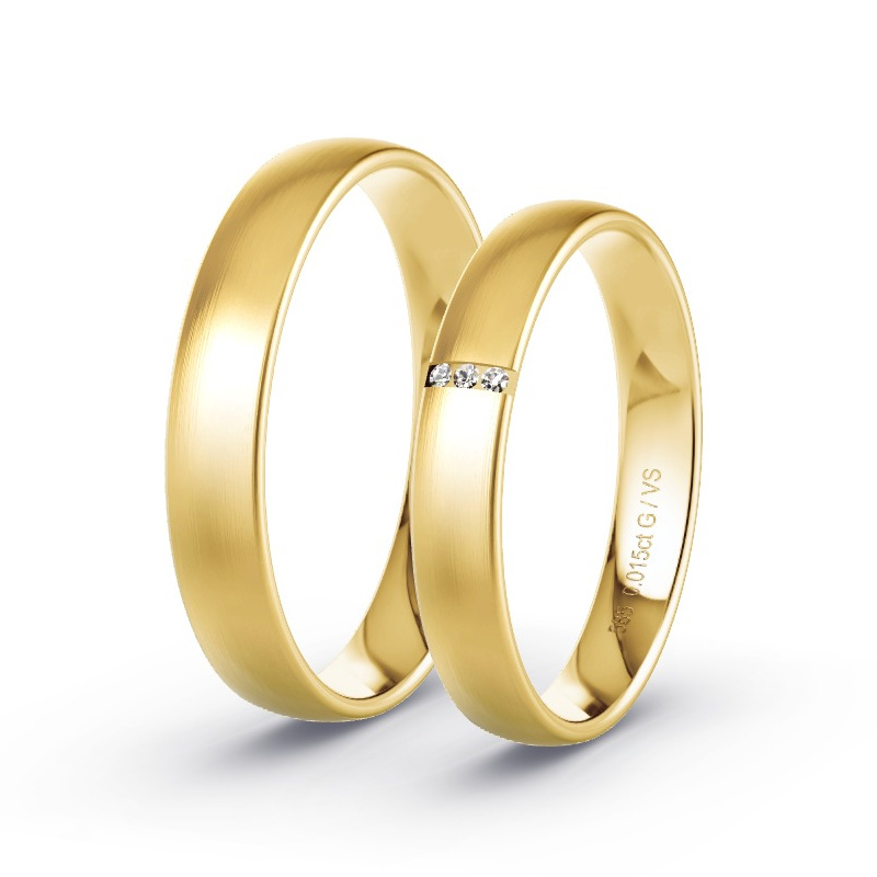 Obrączki ślubne Żółte złoto - 0.015 ct diamentem - Model N°1602 Obrączki ślubne Żółte złoto - 0.015 ct diamentem - Model N°1602