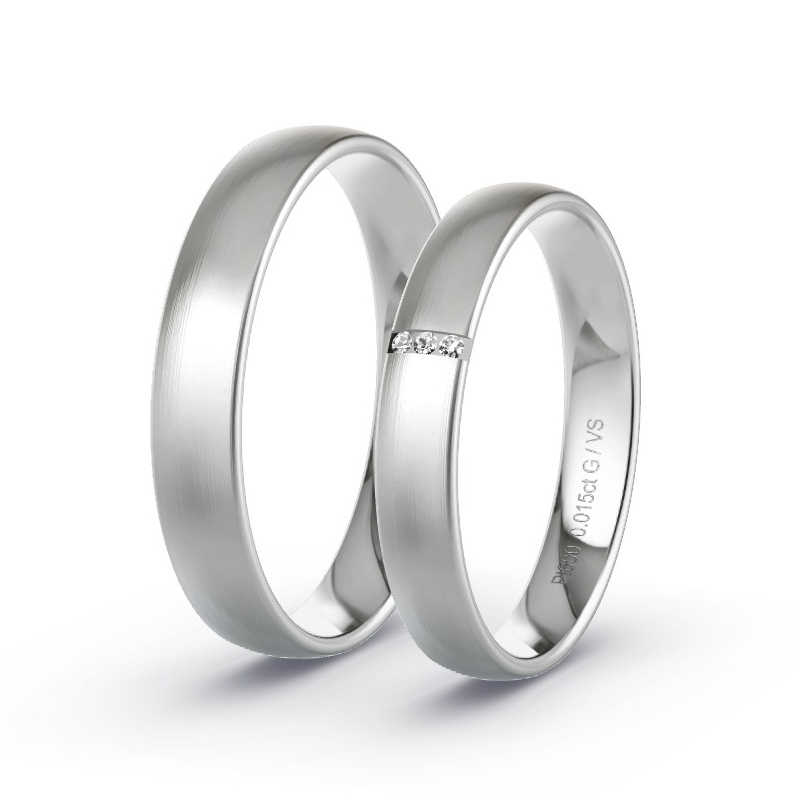 Obrączki ślubne Platyna - 0.015 ct diamentem - Model N°1602 Obrączki ślubne Platyna - 0.015 ct diamentem - Model N°1602